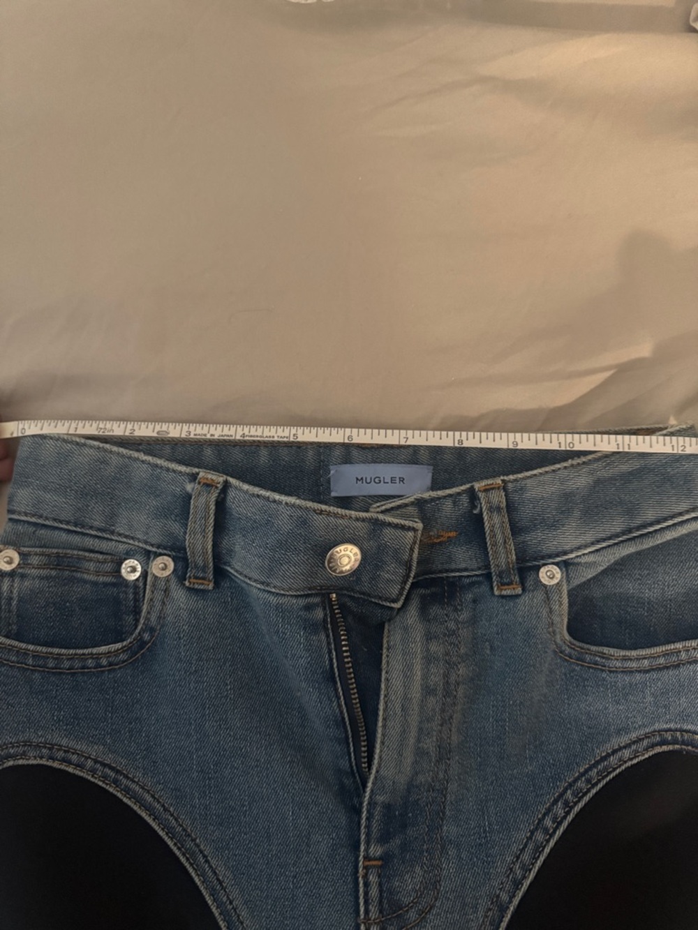 Mugler Medium Blue Cutout Denim Jeans